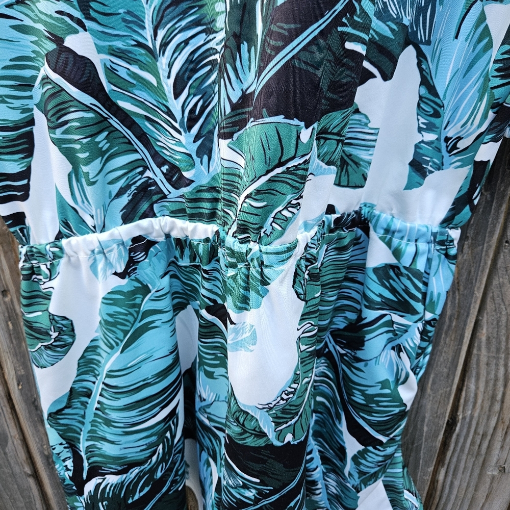 Tropical Leaf Print Kimono Size L - Picture 14 of 15